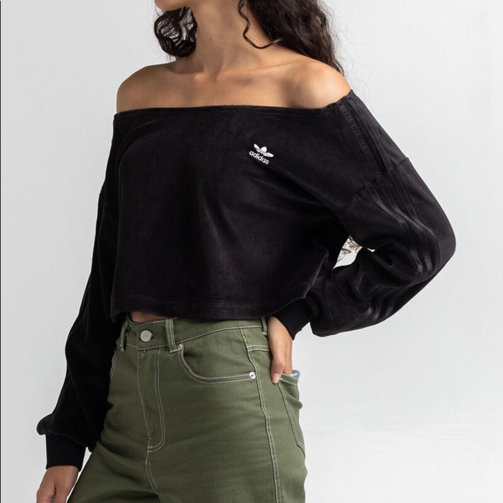 Adidas Velour Off-the-shoulder Top